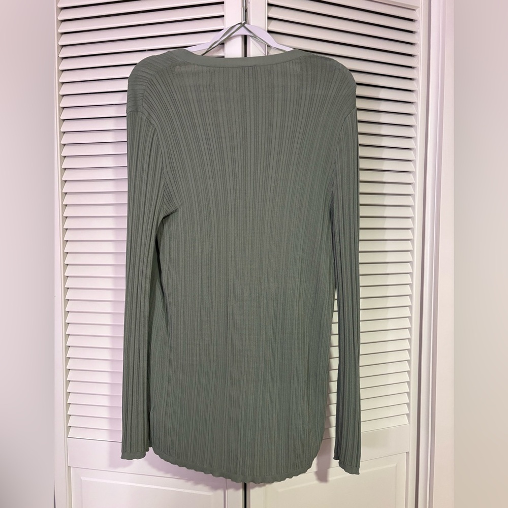 Sage Green Ribbed Open Cardigan - Picture 2 of 3
